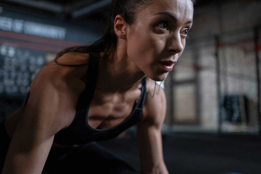 Female exercising strenuously