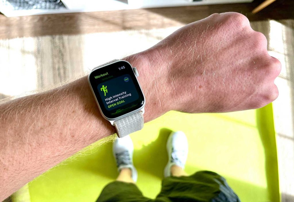 Person using app for HIIT traning